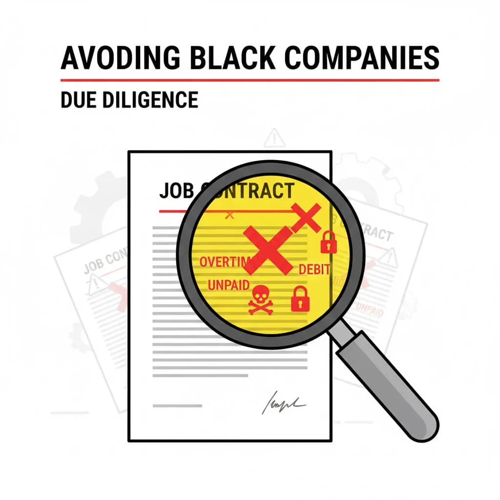 Minh họa dùng kính lúp soi hợp đồng và tìm thấy dấu hiệu cảnh báo ẩn