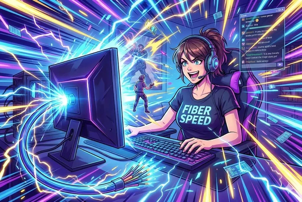 Minh họa game thủ đang tận hưởng tốc độ siêu nhanh