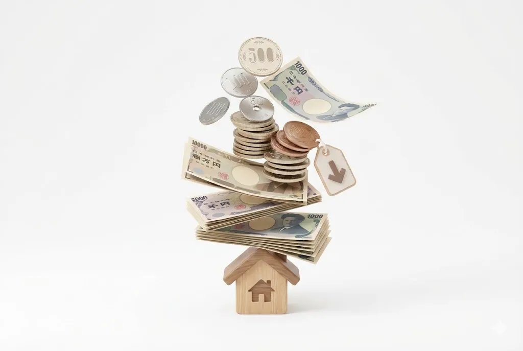 Hình ảnh các chồng tiền xu tượng trưng cho chi phí đầu vào cao khi thuê nhà ở Nhật