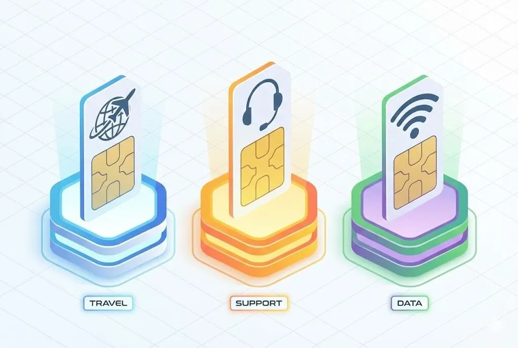 Hình minh họa so sánh GTN Mobile, Mobal và JP Smart SIM