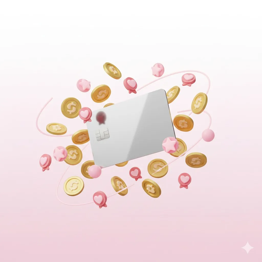 Hình ảnh thẻ Rakuten với điểm thưởng rơi xuống