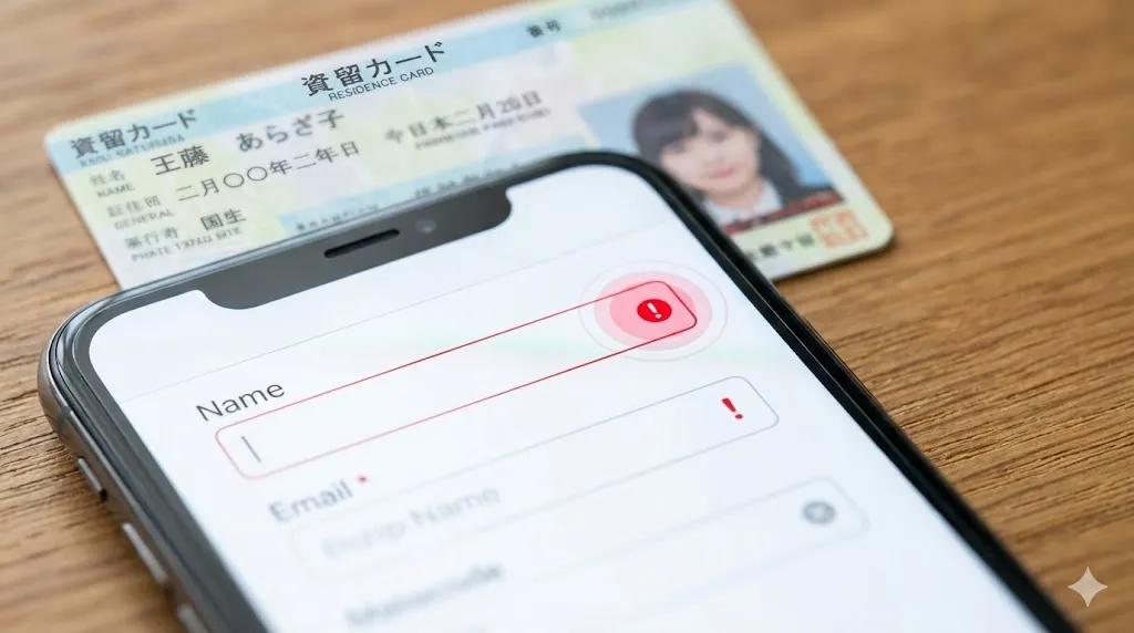 Màn hình thanh toán Rakuten Ichiba làm nổi bật trường 'Thông tin người đặt hàng' khớp với tên Thẻ cư trú