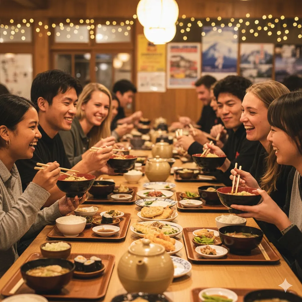 リゾートバイトの寮での食事と交流の様子